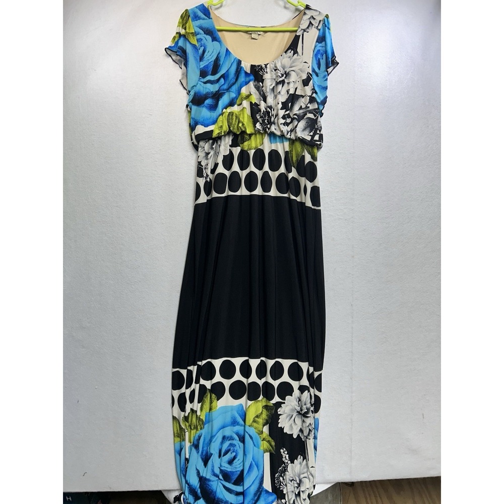 One World Live and Let Live Size XL Floral Scoop Neck Maxi Dress‎